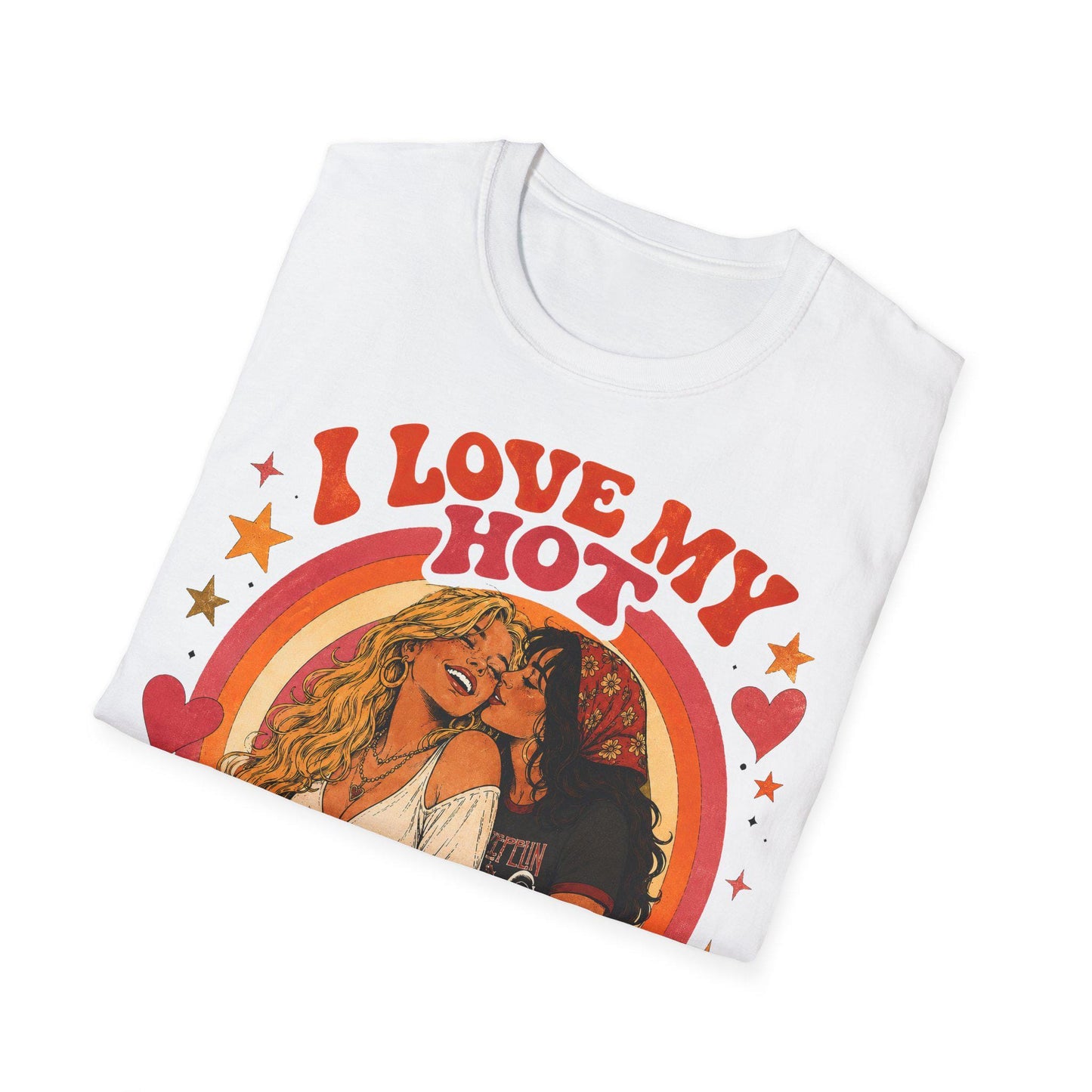 I Love My Hot Lesbian Girlfriend Shirt, Retro Sapphic Graphic Tee, Lesbian Pride T-Shirt, Vintage 70s Queer Aesthetic Top, WLW Couple Gift