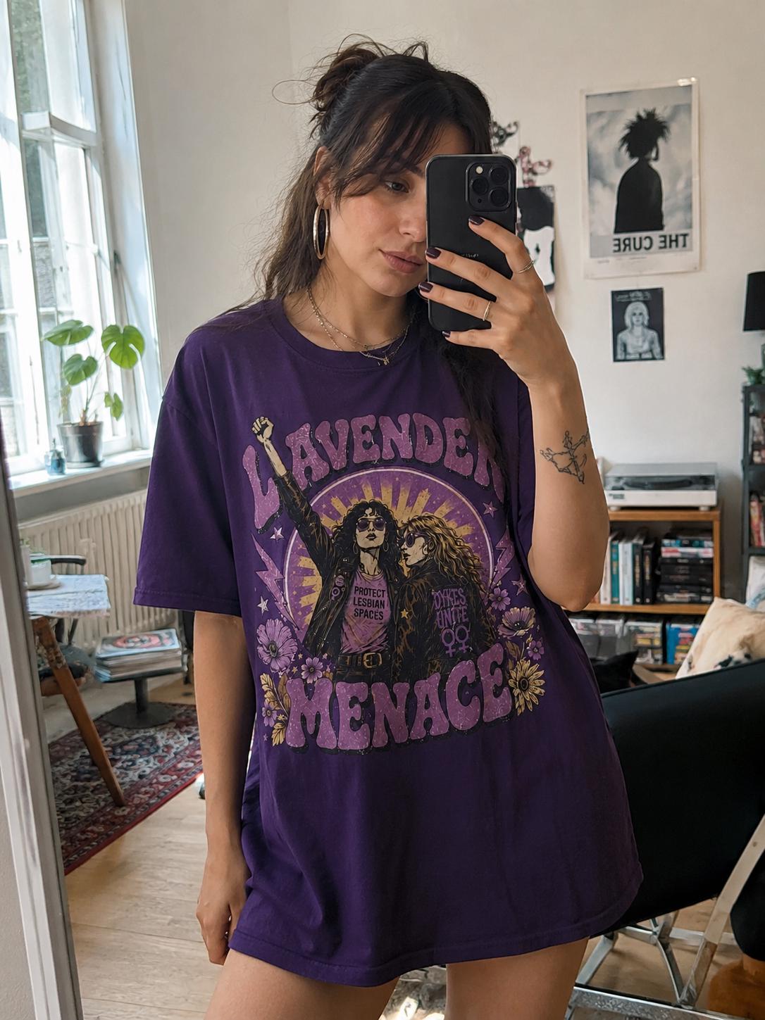Lavender Menace Shirt, Vintage Lesbian Rights Graphic Tee, Retro Queer Feminist T-Shirt, Sapphic Pride Top, 70s Dyke Activist Apparel