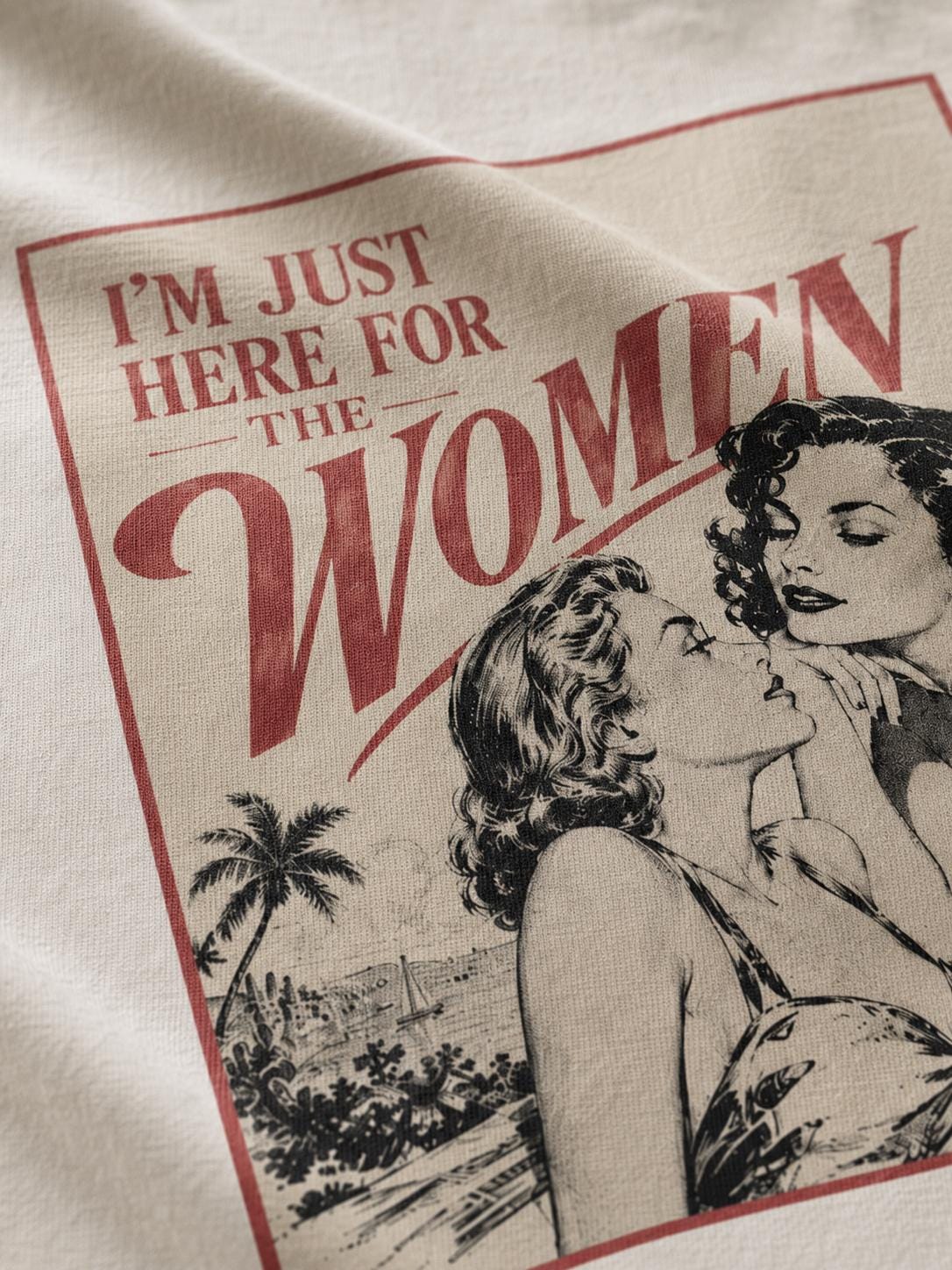 I'm Just Here For The Women Shirt, Vintage Pulp Romance Graphic Tee, Lesbian Sapphic Aesthetic T-Shirt, Retro LGBT Top, Vintage Cute Women