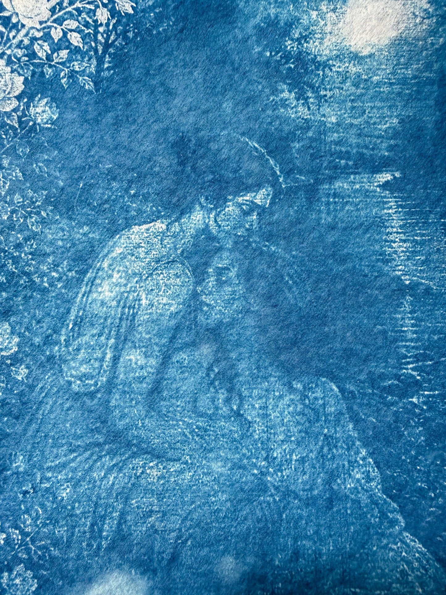 Lesbian Lovers Cyanotype Print, Original Handmade Blue Art on Cotton Rag Paper, A4, Romantic Sapphic Wall Art, moon light, stars, astrology