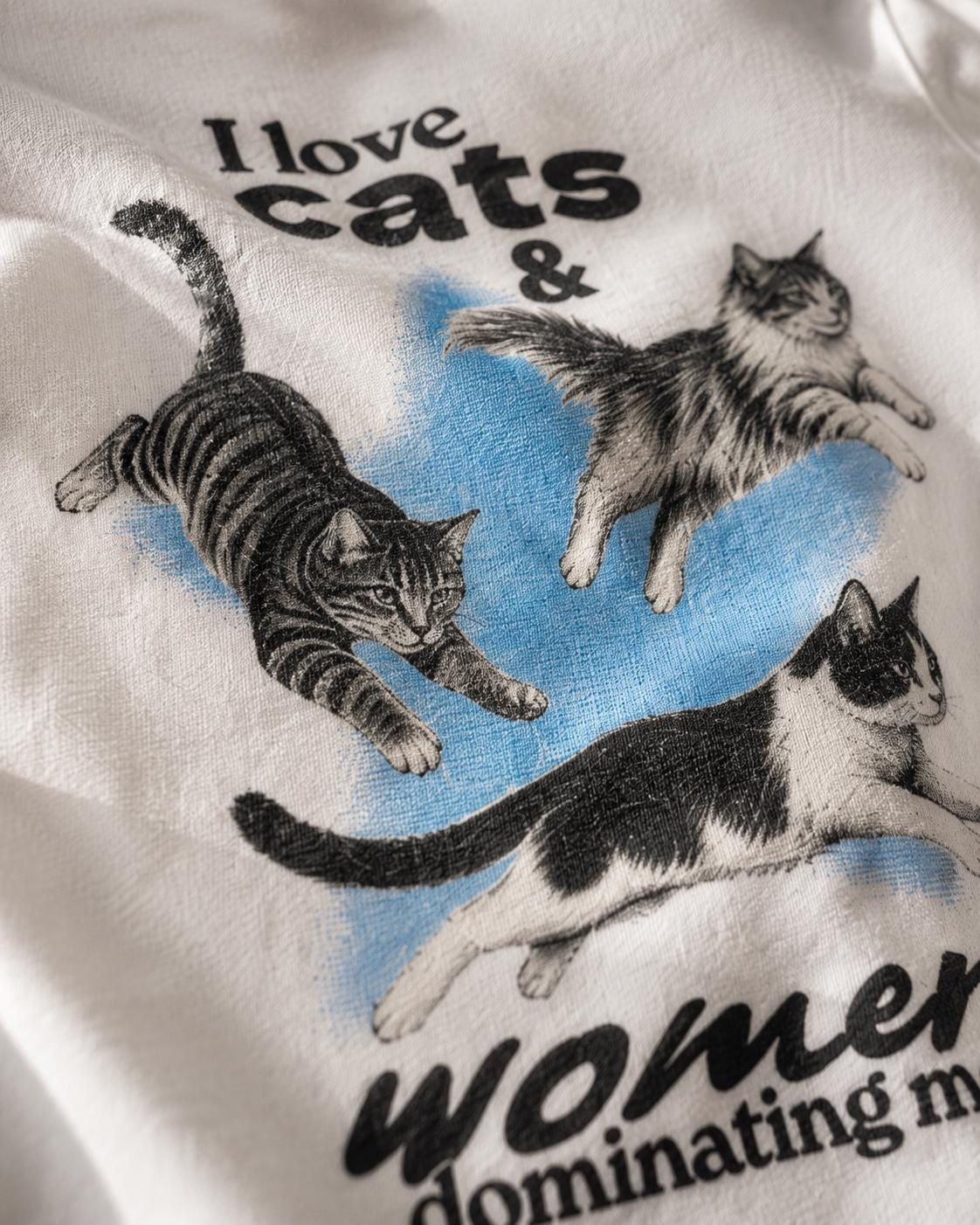 I Love Cats And Women Dominating Me Shirt, Retro Funny Cat Graphic Tee, Sarcastic Meme T-Shirt, Submissive Humorous Top, Cute Kitten Shirt