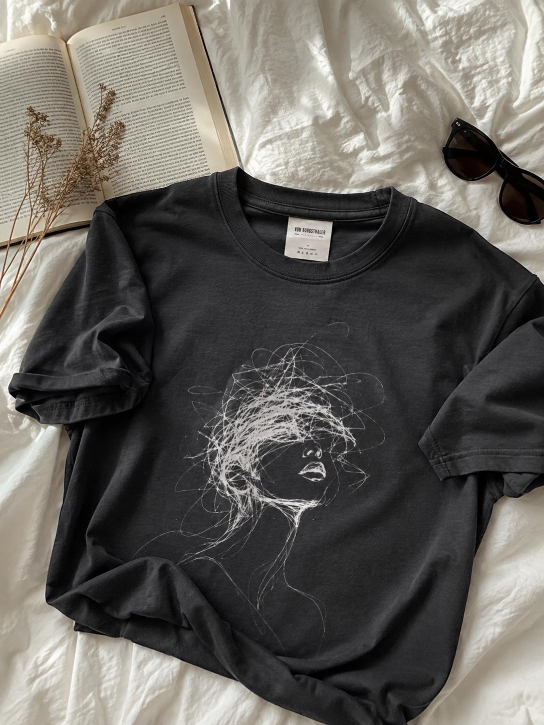 Internal Noise Graphic Tee, Brutalist Streetwear T-Shirt, Minimal Line Art Shirt, Overthinking Abstract Face Art, Dark Aesthetic Unisex Top