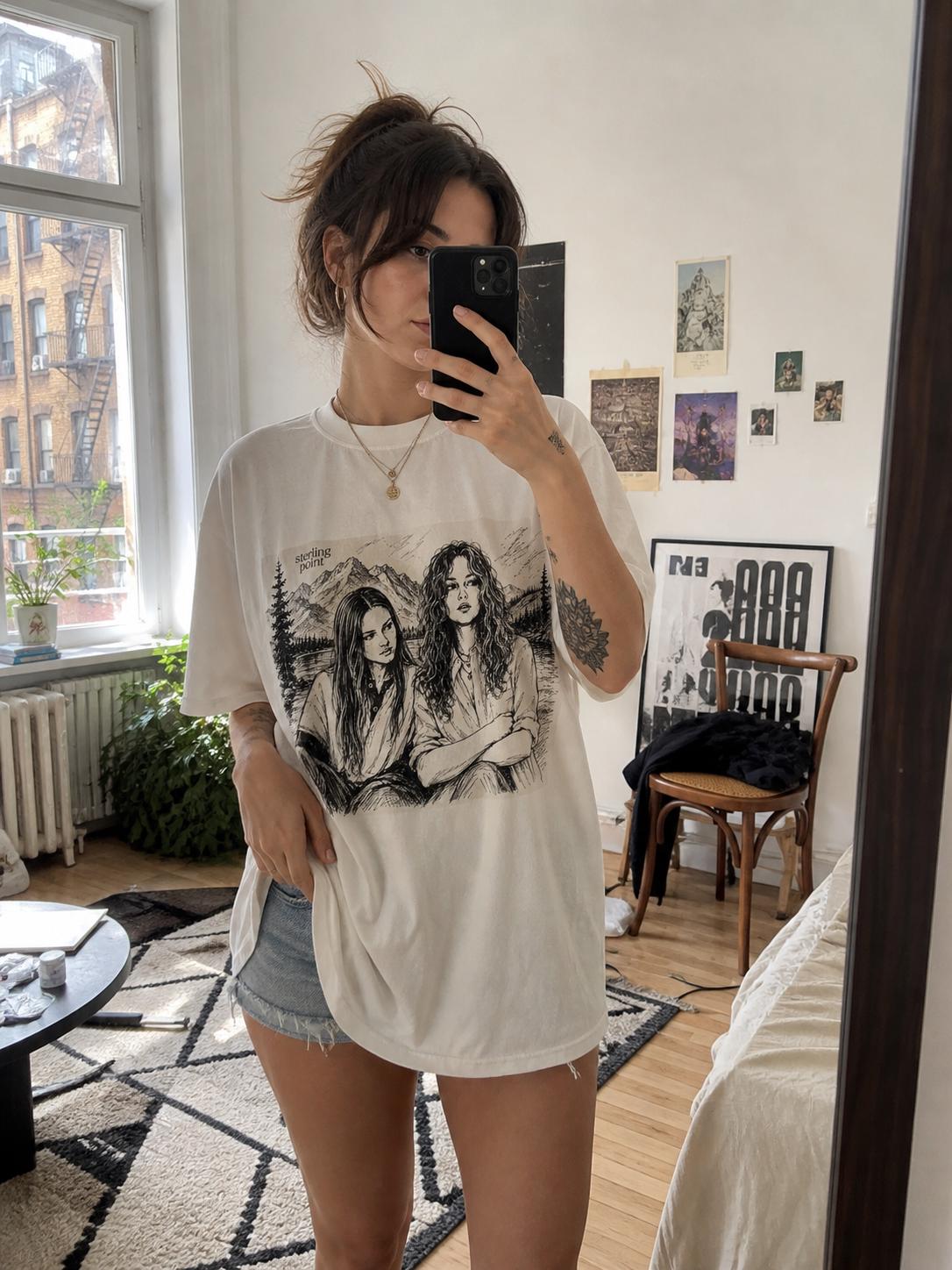 Sterling Point | Ramona and Oona Shirt | Romantic Sapphic T-Shirt | Pencil Drawing | Queer Fashion | Lesbian | Series Merch | Ramoona | Bo