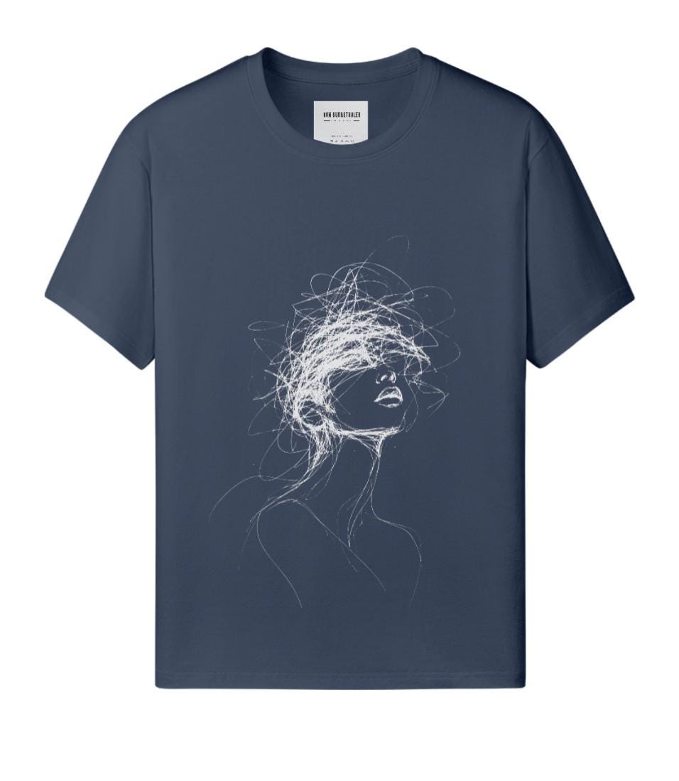 Internal Noise Graphic Tee, Brutalist Streetwear T-Shirt, Minimal Line Art Shirt, Overthinking Abstract Face Art, Dark Aesthetic Unisex Top