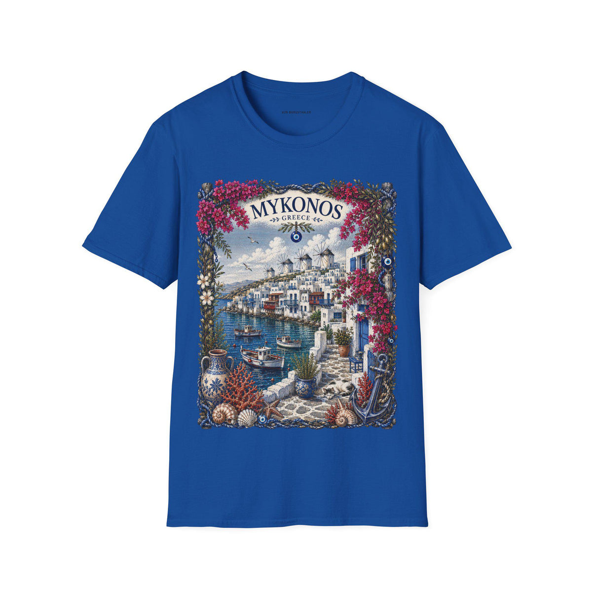 Mykonos Tee, Greek Island Shirt, Mediterranean Summer, Greece Vacation Tee, Coastal Aesthetic, Oversized Shirt, Vintage 90s, Y2K