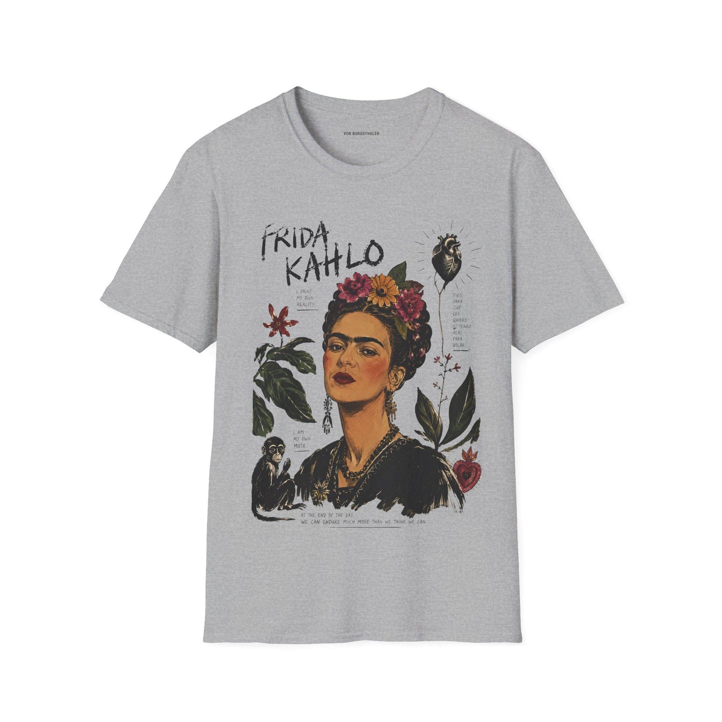 Frida Kahlo T-Shirt, Vintage Artist Graphic Tee, Painter Portrait Shirt, Feminist Icon Top, Aesthetic Fine Art Gift, Botanical Art Shirt