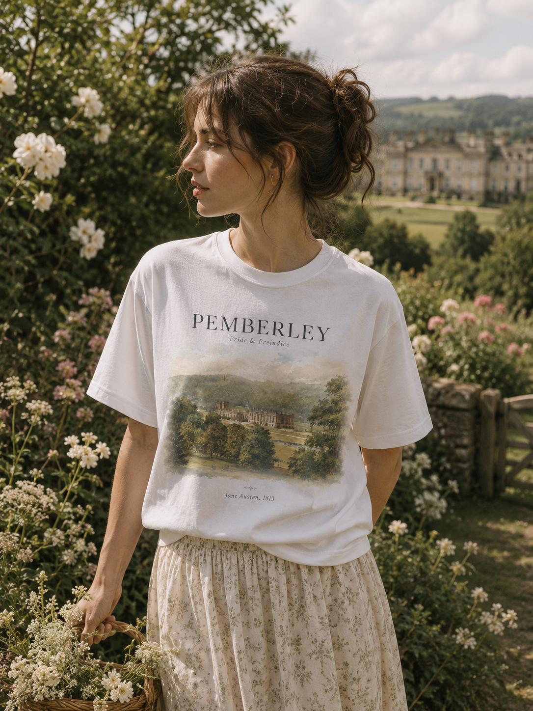 Pride and Prejudice Pemberley Shirt Shirt Booklover T-shirt Jane Austen Fandom Merch Pemberley Tshirt Bookish Painting Tee Book Art Gift