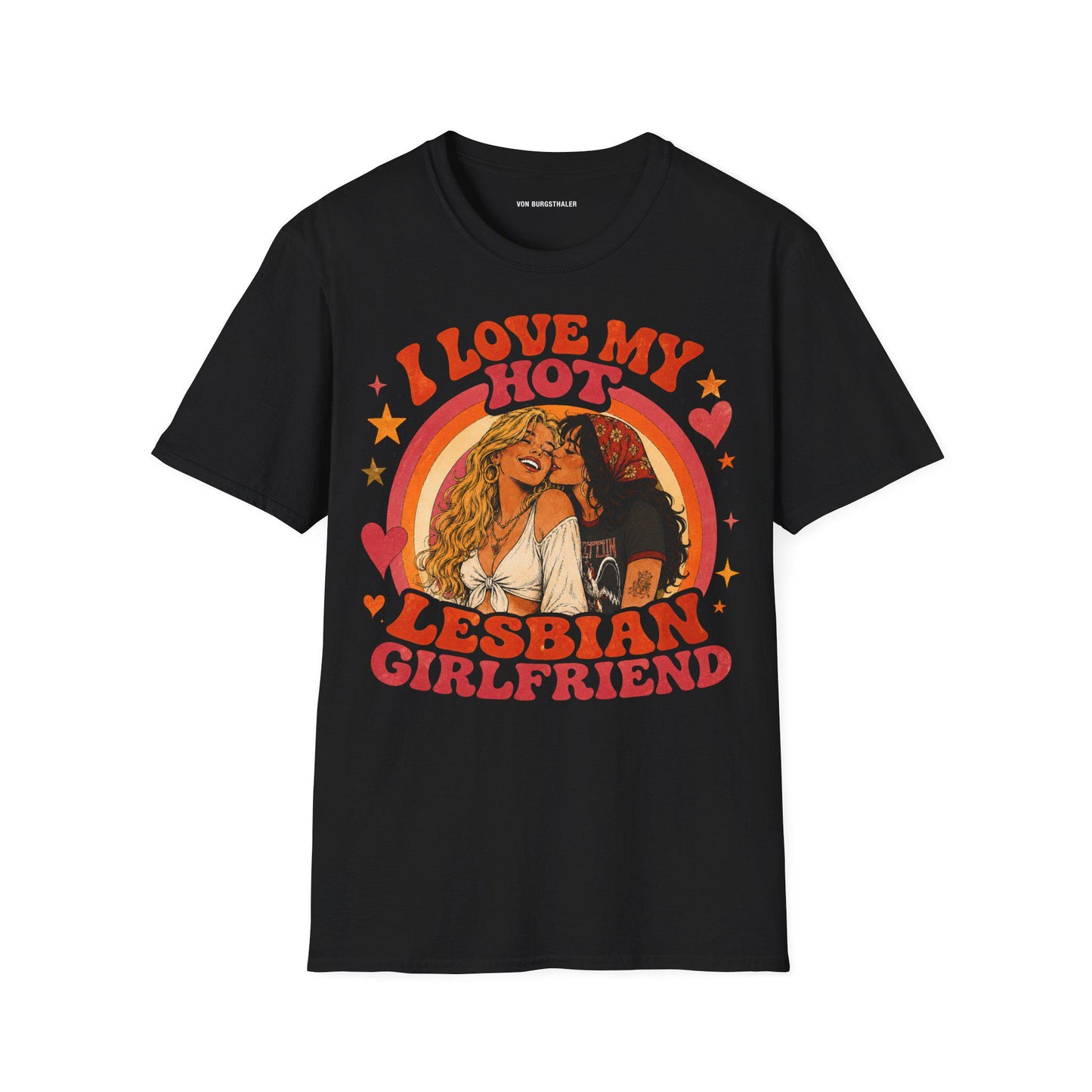 I Love My Hot Lesbian Girlfriend Shirt, Retro Sapphic Graphic Tee, Lesbian Pride T-Shirt, Vintage 70s Queer Aesthetic Top, WLW Couple Gift