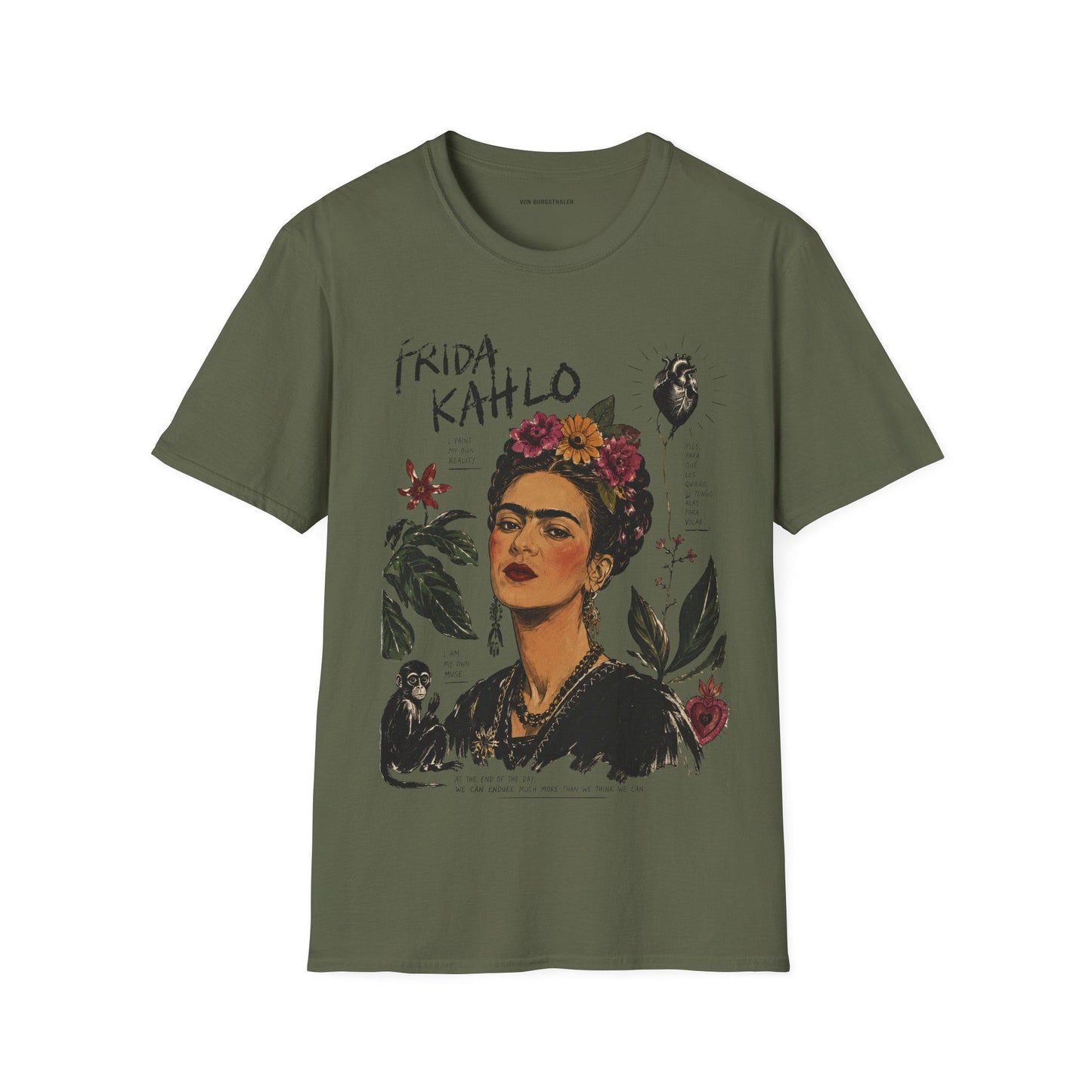 Frida Kahlo T-Shirt, Vintage Artist Graphic Tee, Painter Portrait Shirt, Feminist Icon Top, Aesthetic Fine Art Gift, Botanical Art Shirt
