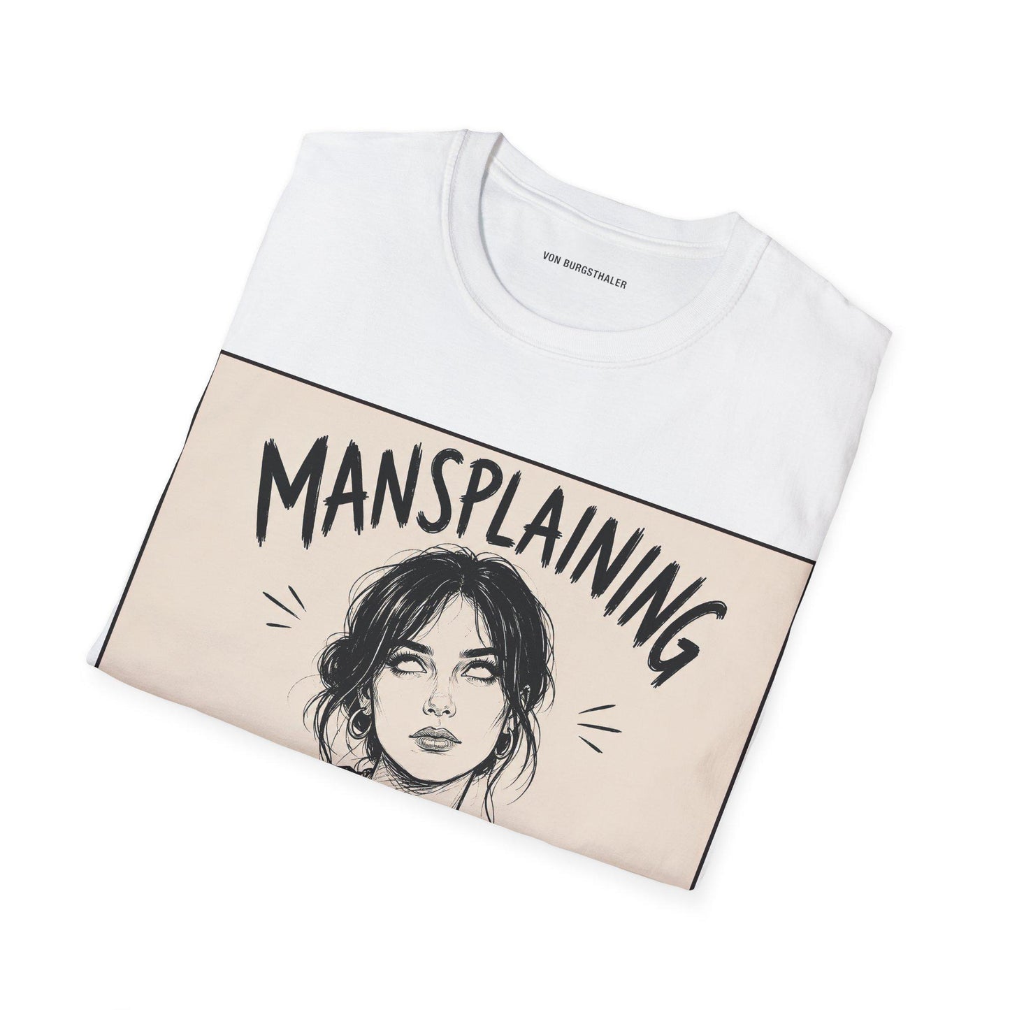 Mansplaining Survivor Shirt, Funny Feminist Graphic Tee, Sarcastic Women's T-Shirt, Girl Power Top, Edgy Sketch Art Gothic Apparel