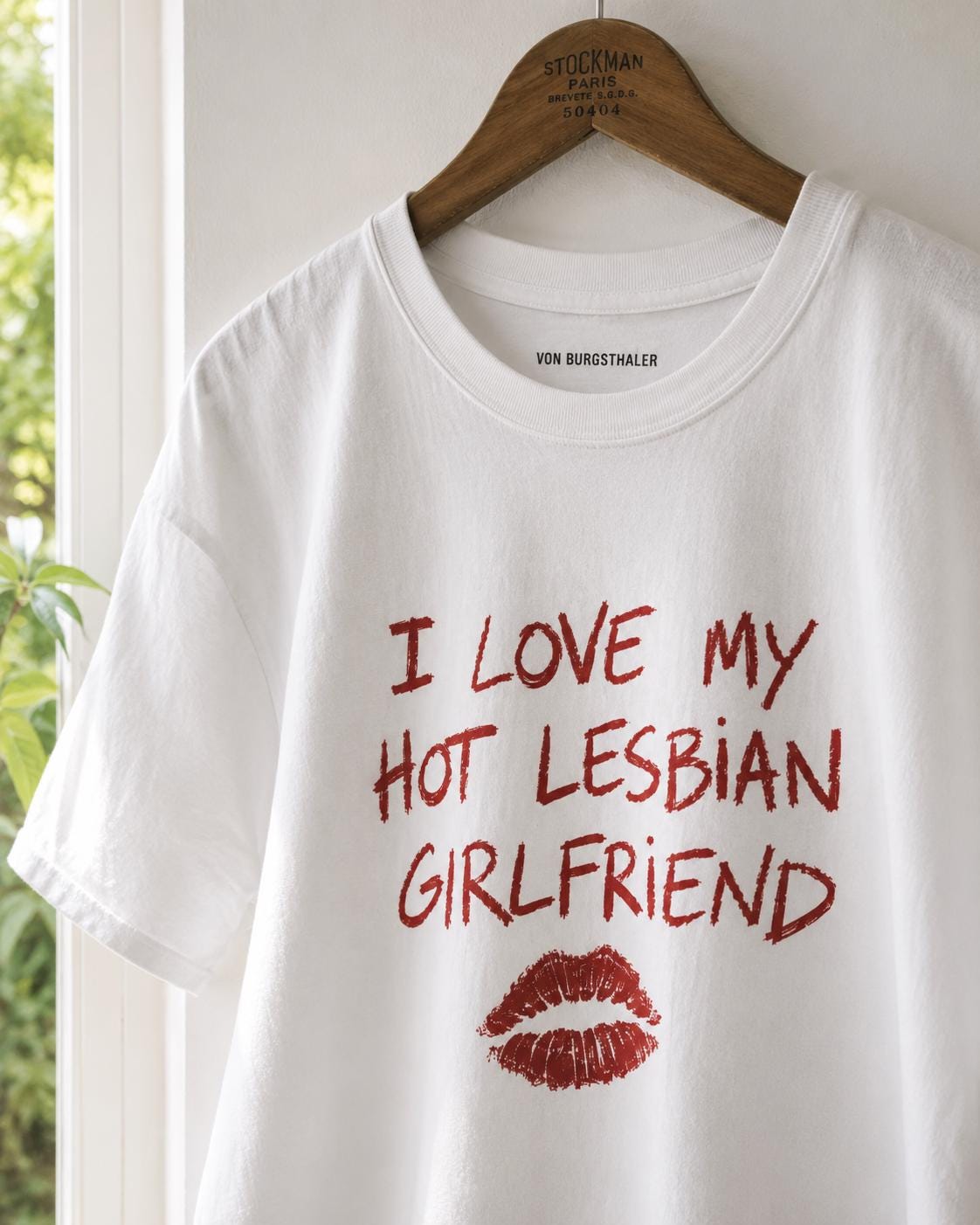 I Love My Hot Lesbian Girlfriend Shirt, Minimalist Lips Graphic Tee, Lesbian Pride T-Shirt, Red Lipstick Queer Top, WLW Couple Gift