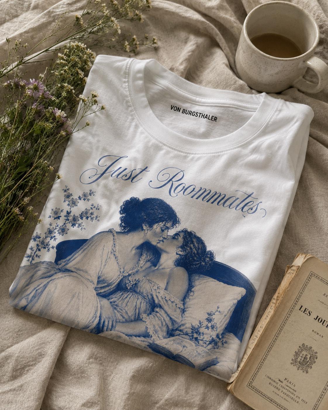 Just Roommates Sapphic Baby Tee | Vintage Mythology Art Crop Top | Coquette Aesthetic Women's Shirt | Classical Lesbian Art Graphic T-Shirt