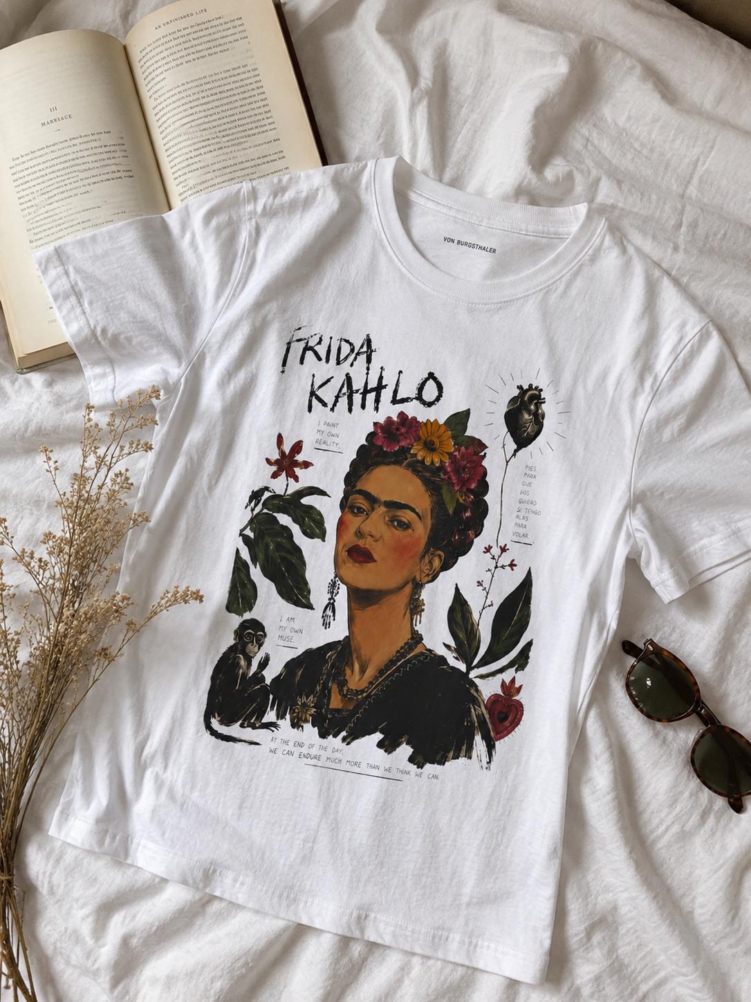 Frida Kahlo T-Shirt, Vintage Artist Graphic Tee, Painter Portrait Shirt, Feminist Icon Top, Aesthetic Fine Art Gift, Botanical Art Shirt