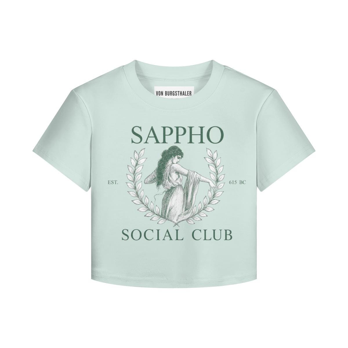 Sappho Social Club Baby Tee, Vintage Dark Academia Crop Top, Sapphic Lesbian Pride T-Shirt, Greek Mythology Aesthetics, WLW Y2K Graphic Tee