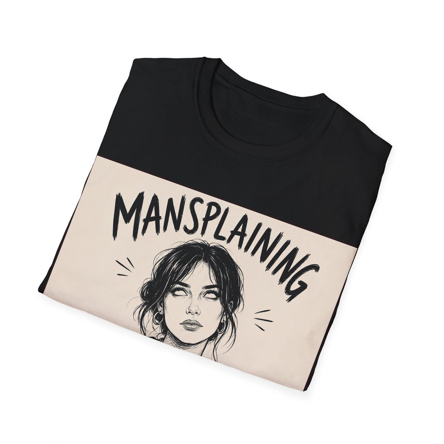 Mansplaining Survivor Shirt, Funny Feminist Graphic Tee, Sarcastic Women's T-Shirt, Girl Power Top, Edgy Sketch Art Gothic Apparel