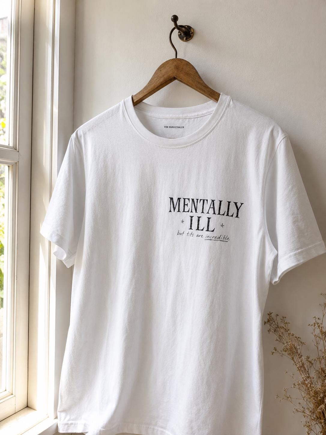 Mentally Ill But Tits Are Incredible Shirt, Funny Sarcastic T-Shirt, Sapphic WLW Humor Tee, Unhinged Meme Top, Pocket Print Graphic Shirt