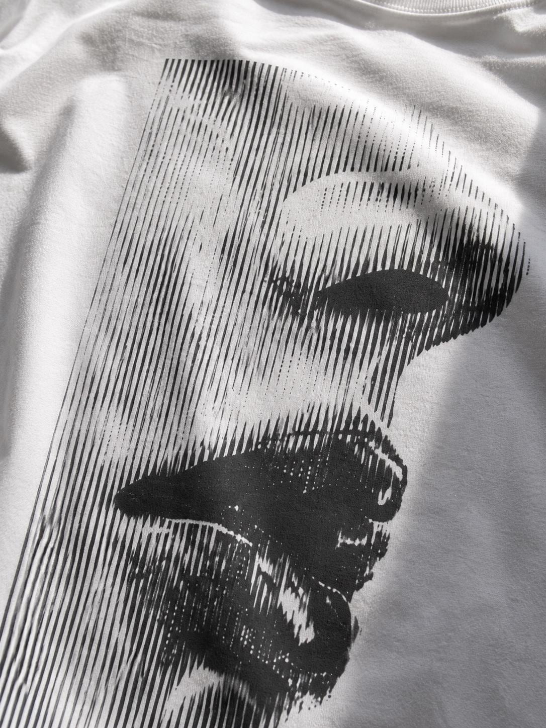 Halftone Face Graphic Tee, Brutalist Minimalist T-Shirt, Optical Illusion Streetwear, Dark Aesthetic Oversized Top, Glitch Portrait Shirt