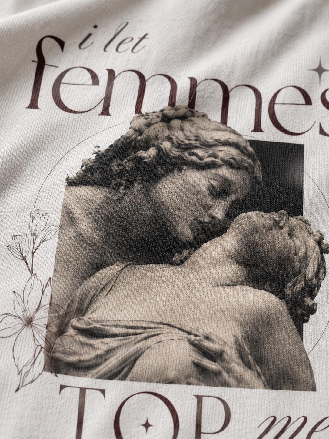 Lesbian - I let femmes top me - oversized Shirt, Lesbian Shirt, Pride Merch, Sapphic LGBT Queer Gift, Lesbian Gifts, WLW, Feminist Tee