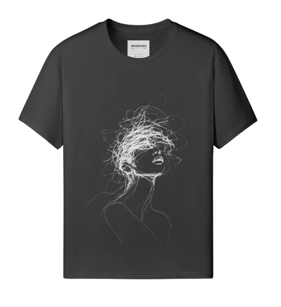 Internal Noise Graphic Tee, Brutalist Streetwear T-Shirt, Minimal Line Art Shirt, Overthinking Abstract Face Art, Dark Aesthetic Unisex Top