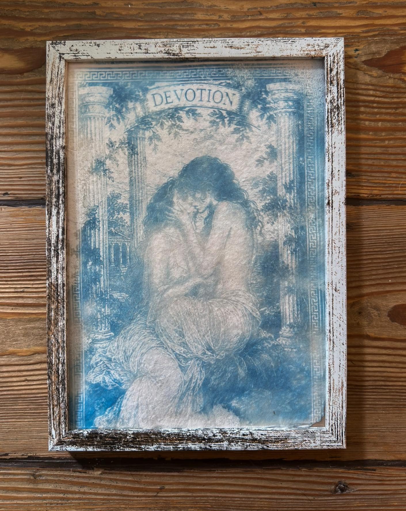 Lesbian Lovers Cyanotype Print, Original Handmade Blue Art on Cotton Rag Paper, A4, Romantic Sapphic Wall Art