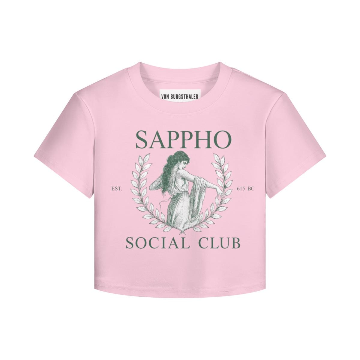 Sappho Social Club Baby Tee, Vintage Dark Academia Crop Top, Sapphic Lesbian Pride T-Shirt, Greek Mythology Aesthetics, WLW Y2K Graphic Tee