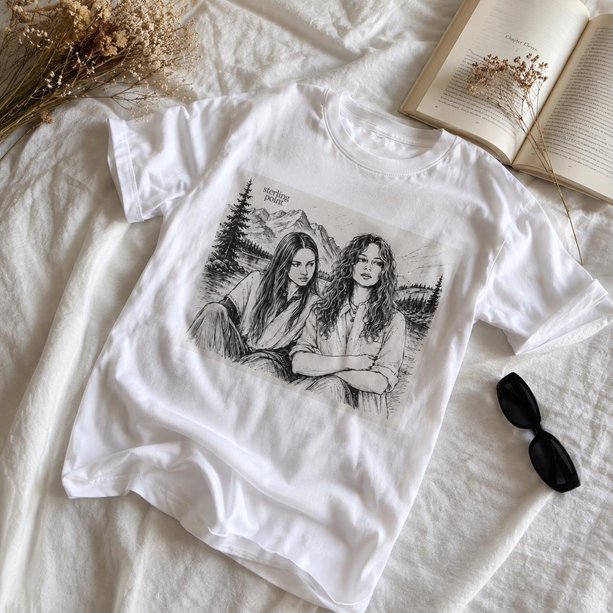 Sterling Point | Ramona and Oona Shirt | Romantic Sapphic T-Shirt | Pencil Drawing | Queer Fashion | Lesbian | Series Merch | Ramoona | Bo
