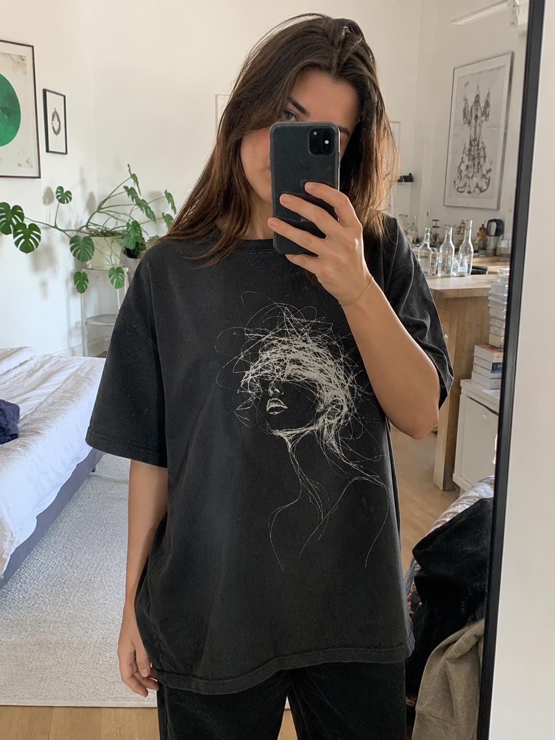 Internal Noise Graphic Tee, Brutalist Streetwear T-Shirt, Minimal Line Art Shirt, Overthinking Abstract Face Art, Dark Aesthetic Unisex Top