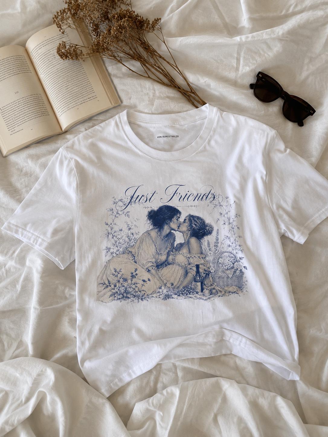 Just Friends | Lesbian Graphic Tee | oversized Shirt | Sapphic LGBT Queer | Feminist | Girls support Girls | Girl power