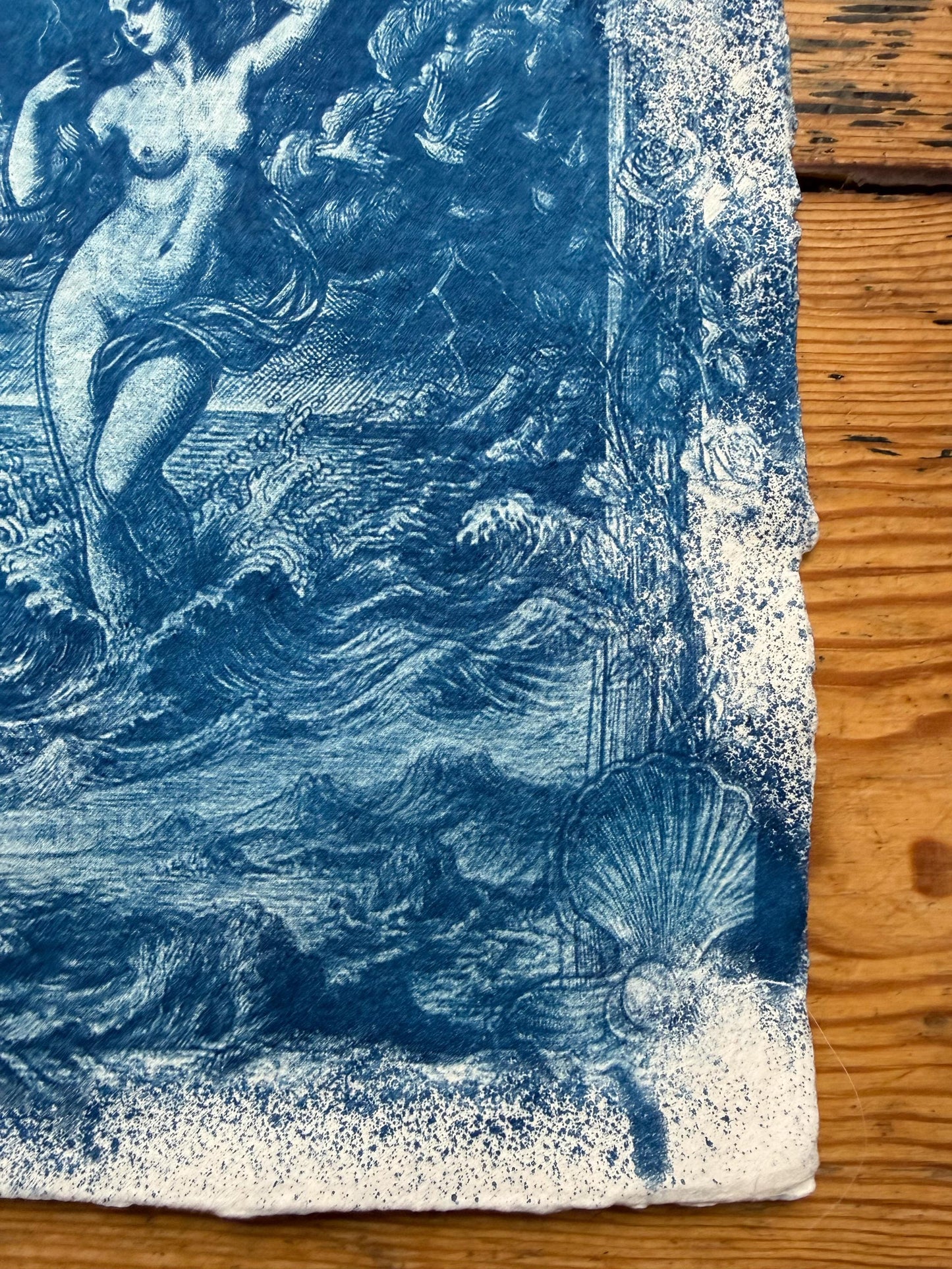 Aphrodite Cyanotype Print, Original Handmade Blue Art on Cotton Rag Paper, A4, Romantic Sapphic Wall Art