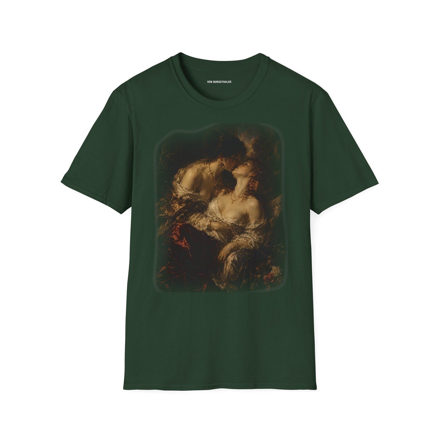 Sapphic Art T-Shirt, Classical Painting Kissing Women Tee, Lesbian WLW Pride Shirt, Vintage Dark Academia Fine Art Graphic Top