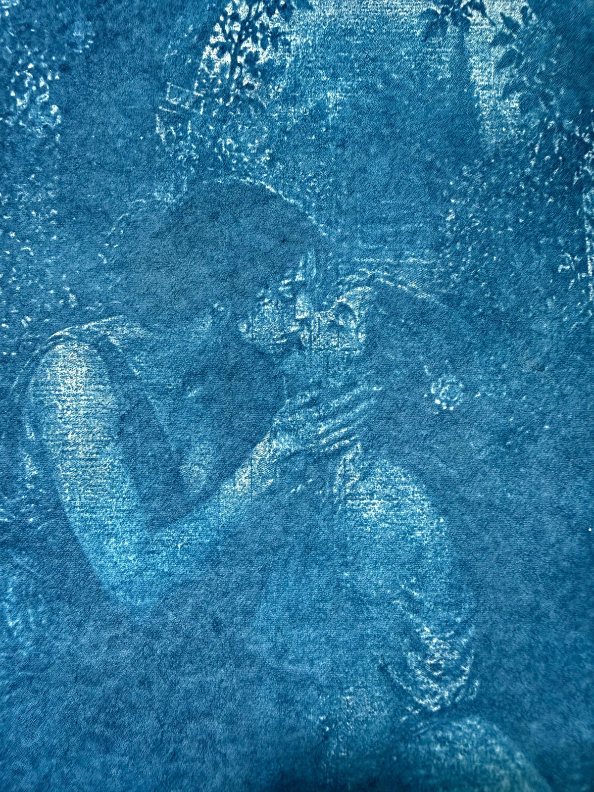 Lesbian Lovers Cyanotype Print, Original Handmade Blue Art on Cotton Rag Paper, A4, Romantic Sapphic Wall Art, Flowers, Roses, Kiss