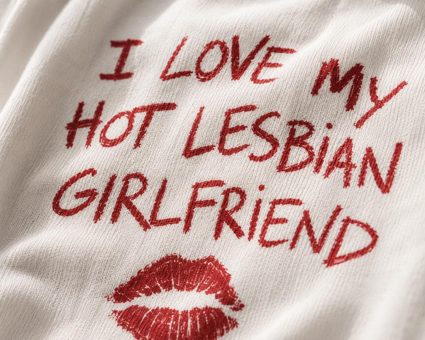 I Love My Hot Lesbian Girlfriend Shirt, Minimalist Lips Graphic Tee, Lesbian Pride T-Shirt, Red Lipstick Queer Top, WLW Couple Gift
