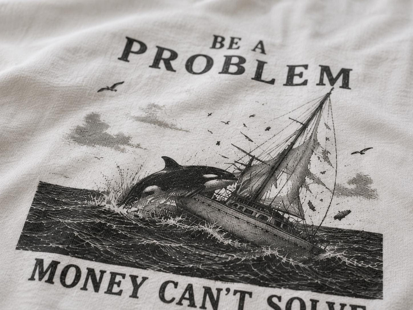 Be A Problem Money Can't Solve Shirt, Orca Yacht Attack T-Shirt, Sarcastic Funny Meme Graphic Tee, Vintage Nautical Offshore Top