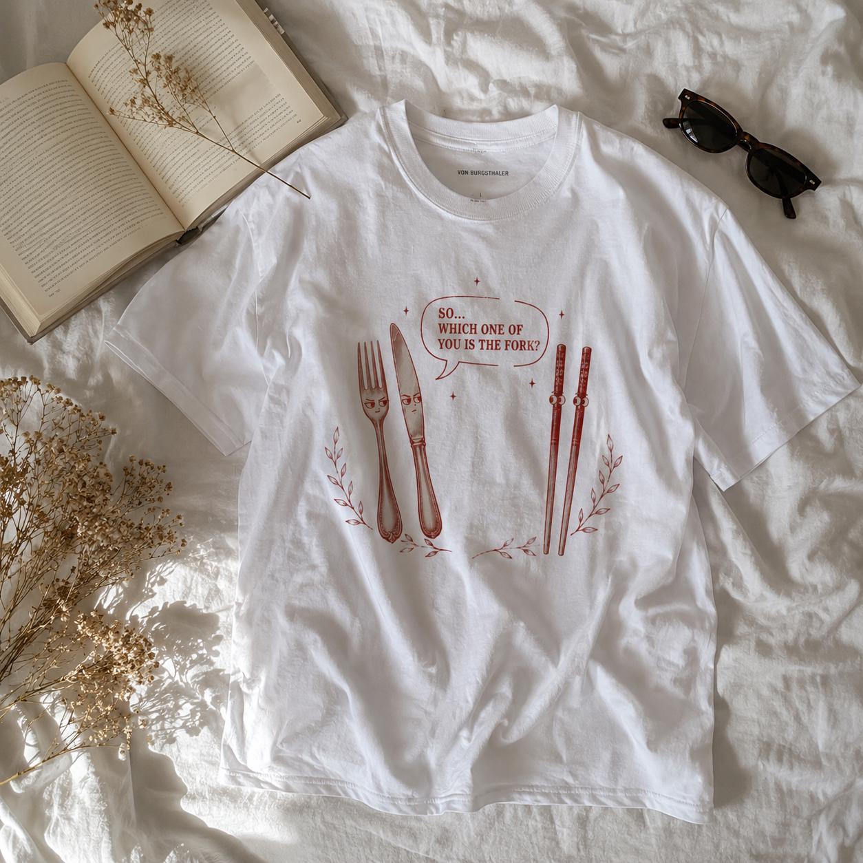 So Which One Is The Fork Shirt, Funny Queer Lesbian T-Shirt, Sarcastic LGBT Graphic Tee, Vintage Cutlery Meme Top, Gay Pride Humor Shirt