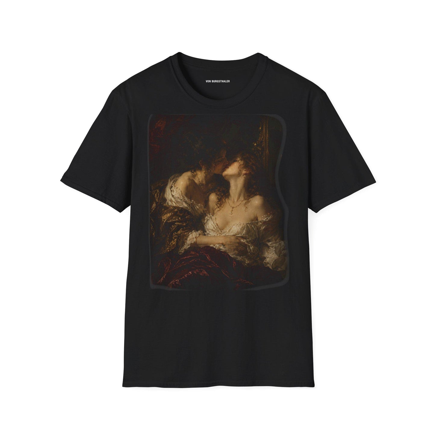 Sapphic Art T-Shirt, Classical Painting Kissing Women Tee, Lesbian WLW Pride Shirt, Vintage Dark Academia Fine Art Graphic Top