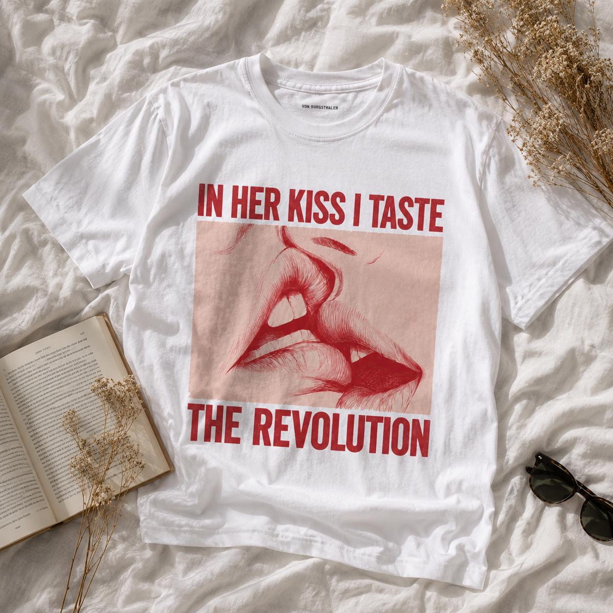In Her Kiss I Taste The Revolution Shirt | Riot Grrrl Graphic Tee | Sapphic Lesbian Pride T-Shirt, Feminist Punk Rock Top, Queer WLW Apparel