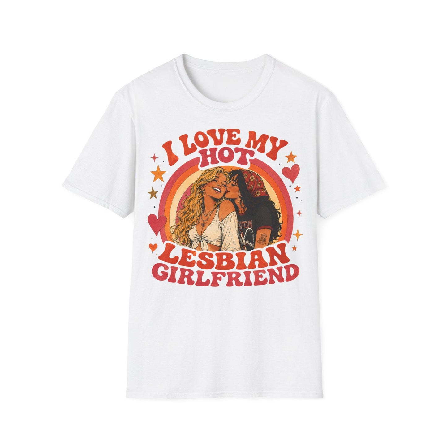 I Love My Hot Lesbian Girlfriend Shirt, Retro Sapphic Graphic Tee, Lesbian Pride T-Shirt, Vintage 70s Queer Aesthetic Top, WLW Couple Gift