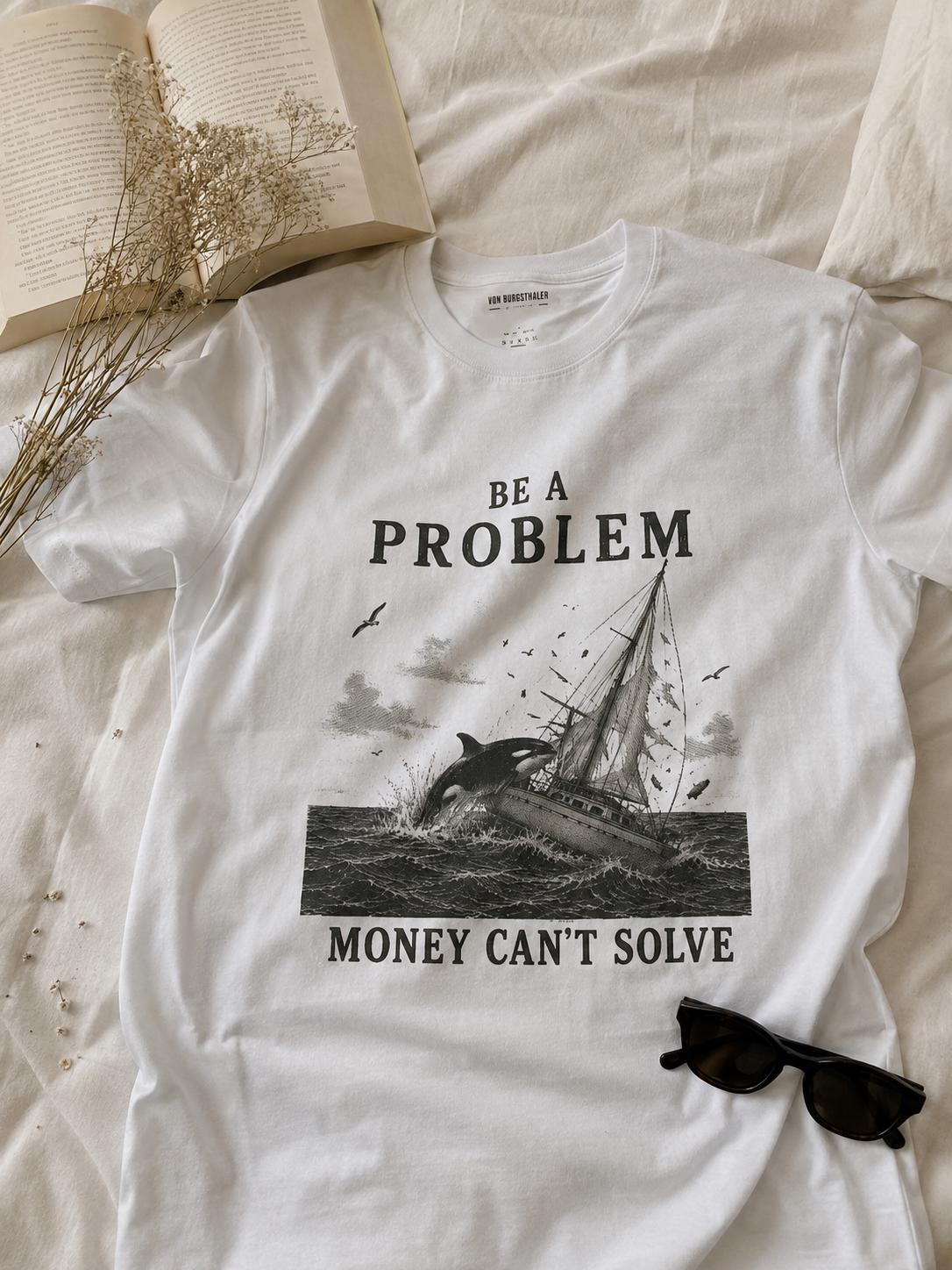 Be A Problem Money Can't Solve Shirt, Orca Yacht Attack T-Shirt, Sarcastic Funny Meme Graphic Tee, Vintage Nautical Offshore Top