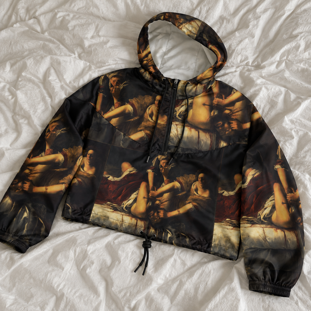 Artemisia Gentileschi Fine Art Jacket - Judith Beheading Holofernes Cropped Windbreaker