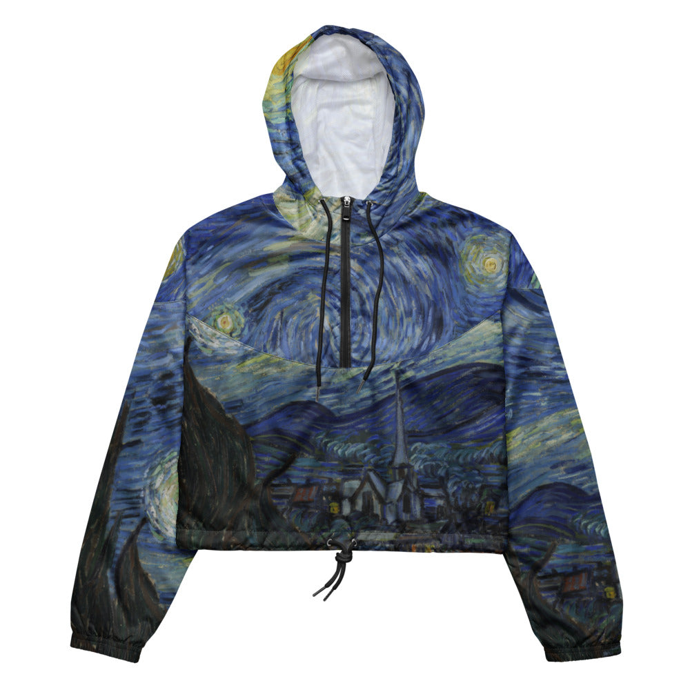 Van Gogh Fine Art Jacket - Starry Night Cropped Windbreaker