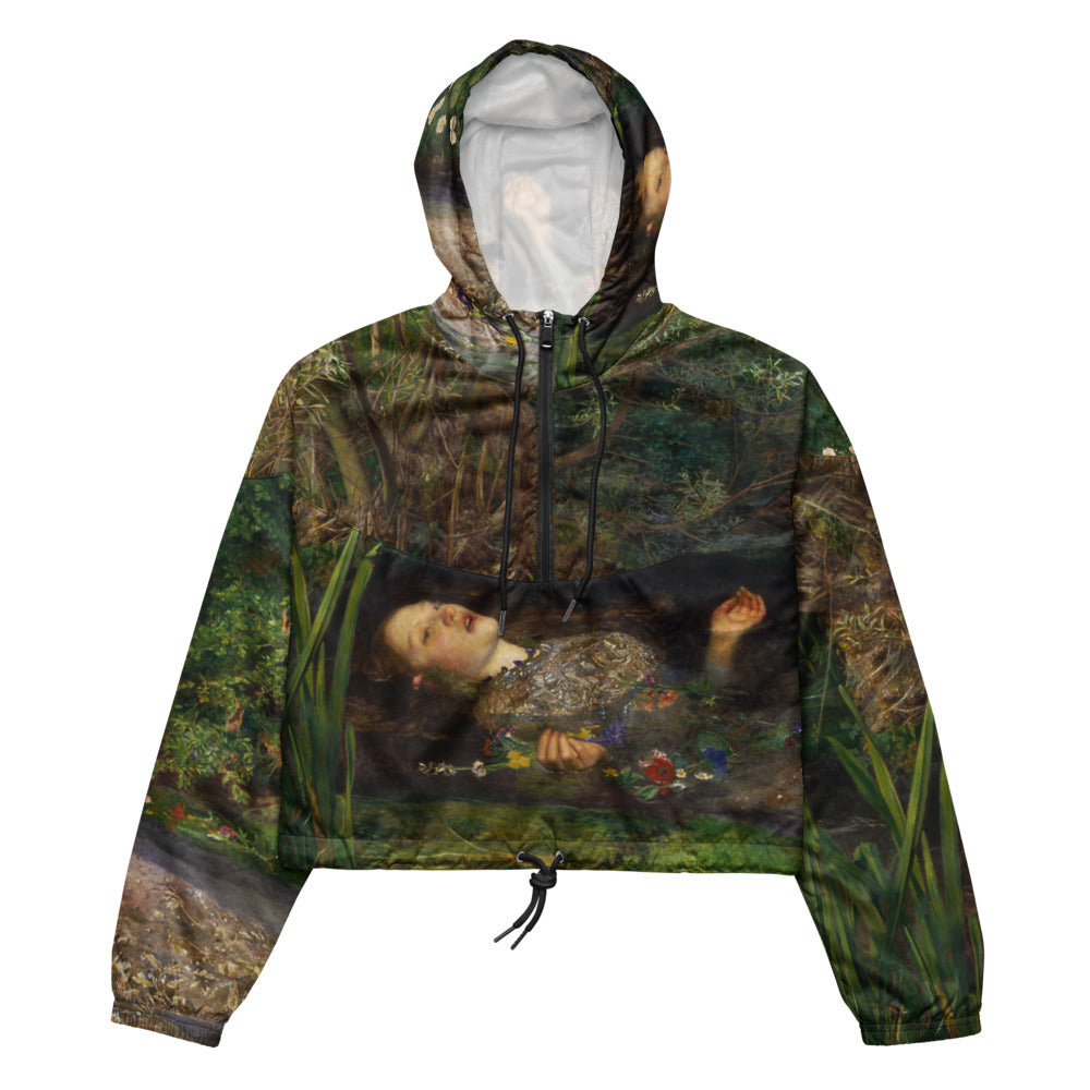Ophelia Cropped Windbreaker - John Everett Millais Fine Art Jacket