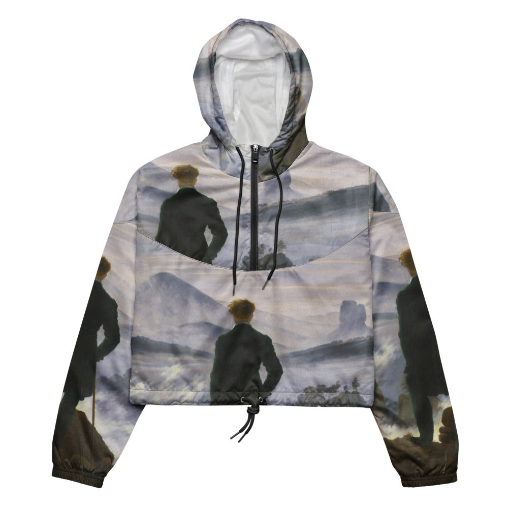 Caspar David Friedrich Fine Art Jacket - Wanderer Above the Sea of Fog Cropped Windbreaker