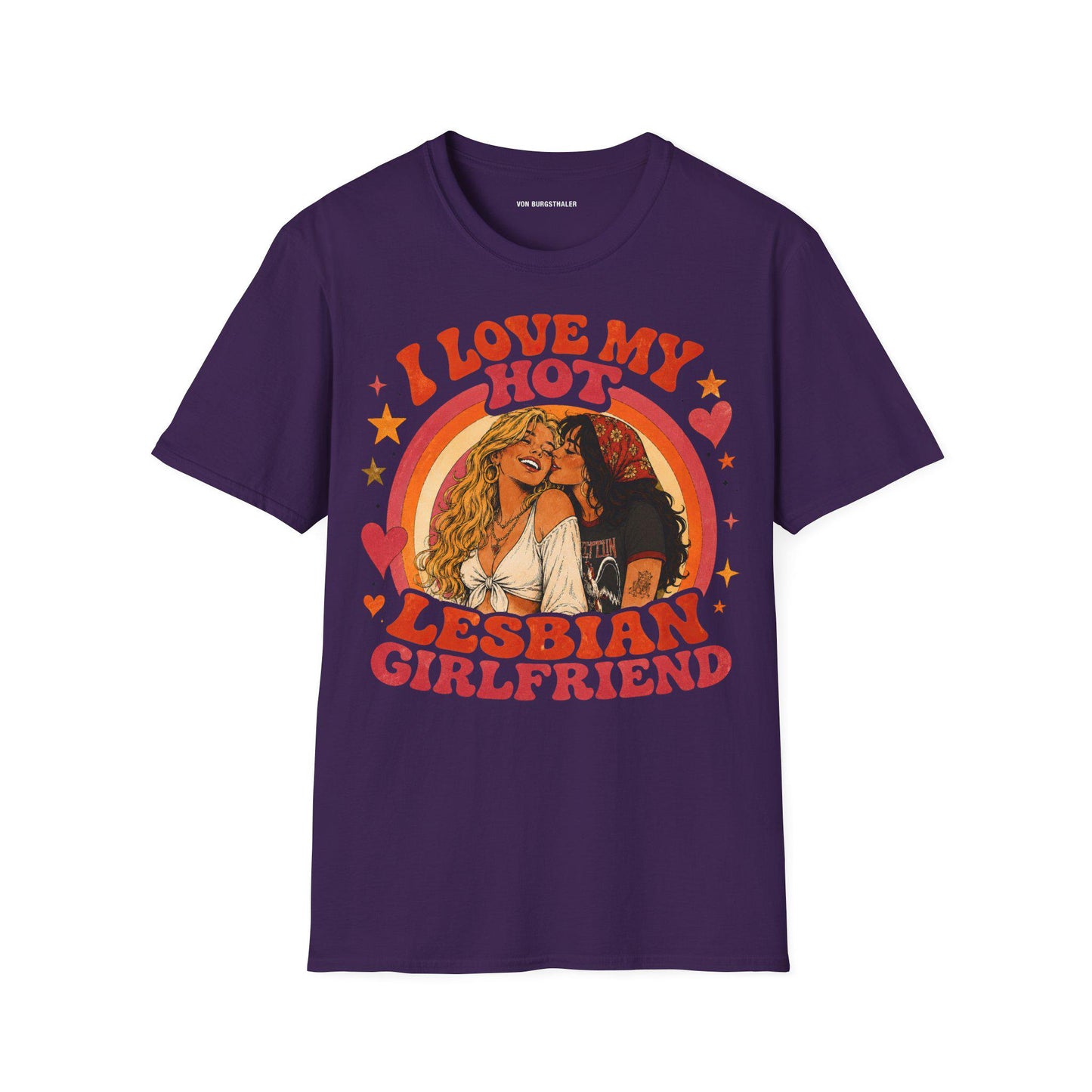 I Love My Hot Lesbian Girlfriend Shirt, Retro Sapphic Graphic Tee, Lesbian Pride T-Shirt, Vintage 70s Queer Aesthetic Top, WLW Couple Gift