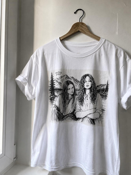 Sterling Point | Ramona and Oona Shirt | Romantic Sapphic T-Shirt | Pencil Drawing | Queer Fashion | Lesbian | Series Merch | Ramoona | Bo