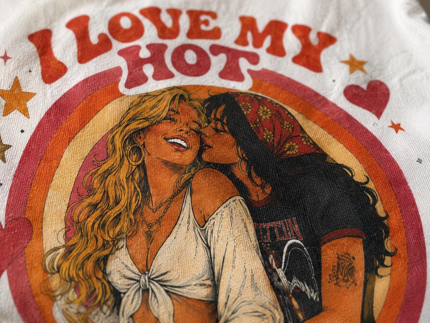 I Love My Hot Lesbian Girlfriend Shirt, Retro Sapphic Graphic Tee, Lesbian Pride T-Shirt, Vintage 70s Queer Aesthetic Top, WLW Couple Gift