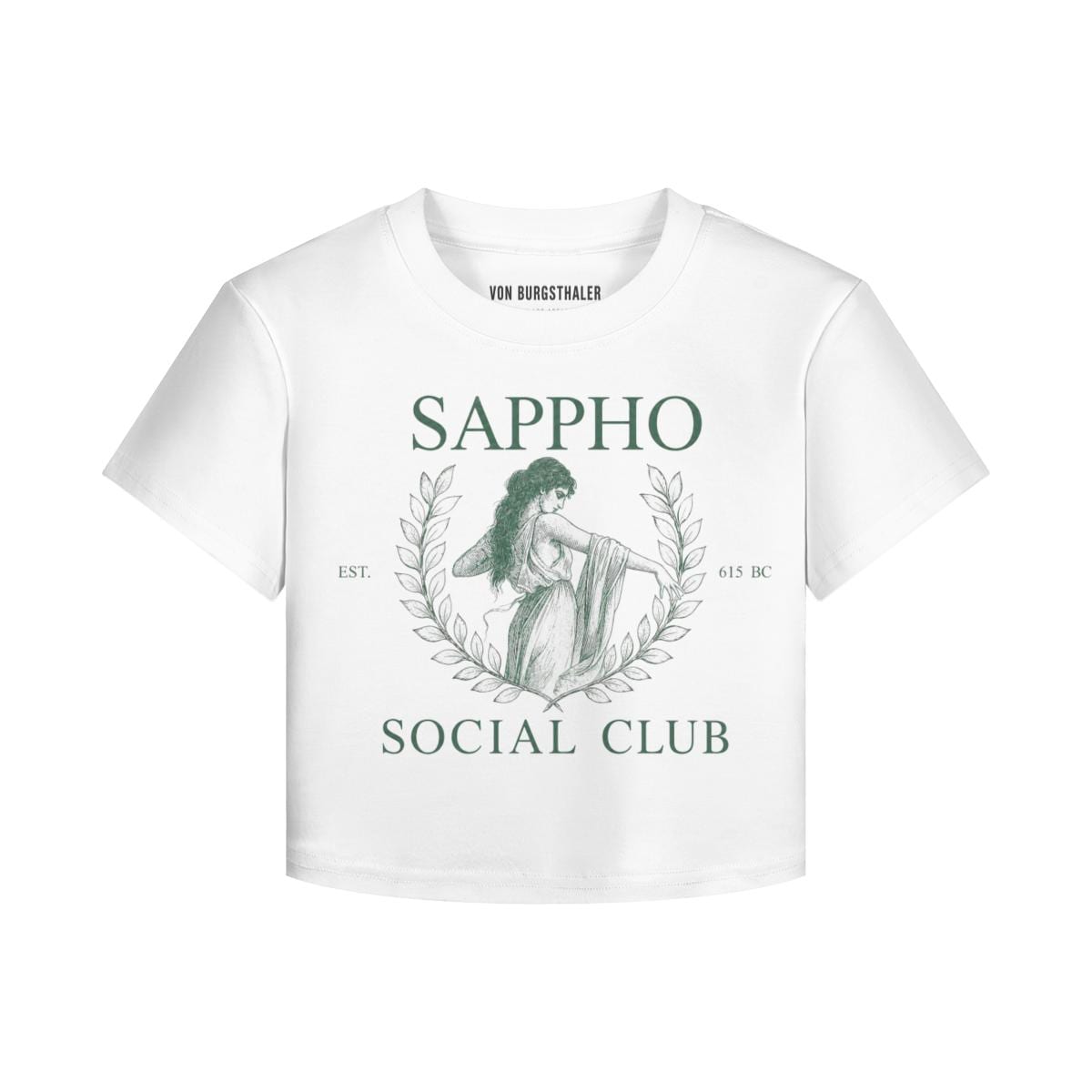 Sappho Social Club Baby Tee, Vintage Dark Academia Crop Top, Sapphic Lesbian Pride T-Shirt, Greek Mythology Aesthetics, WLW Y2K Graphic Tee