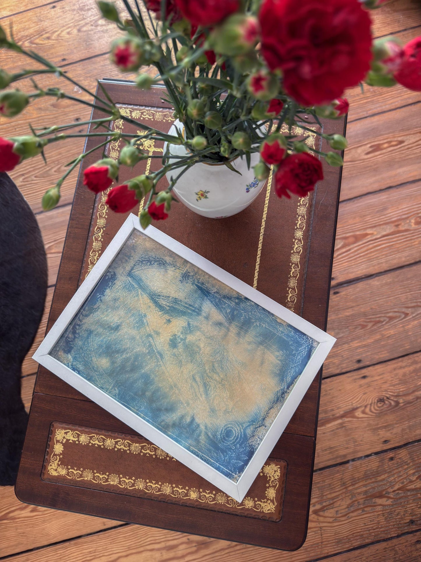 Lesbian Lovers Cyanotype Print, Original Handmade Blue Art on Cotton Rag Paper, A4, Romantic Sapphic Wall Art, Sailing, Boat, Water, Sea