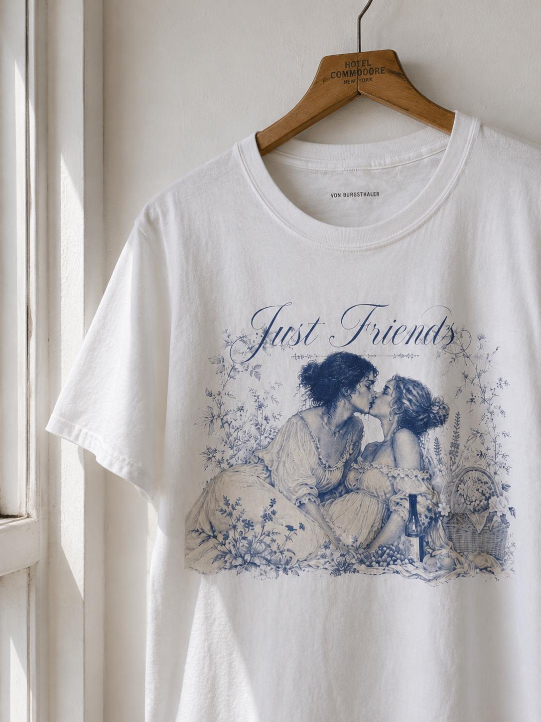 Just Friends | Lesbian Graphic Tee | oversized Shirt | Sapphic LGBT Queer | Feminist | Girls support Girls | Girl power