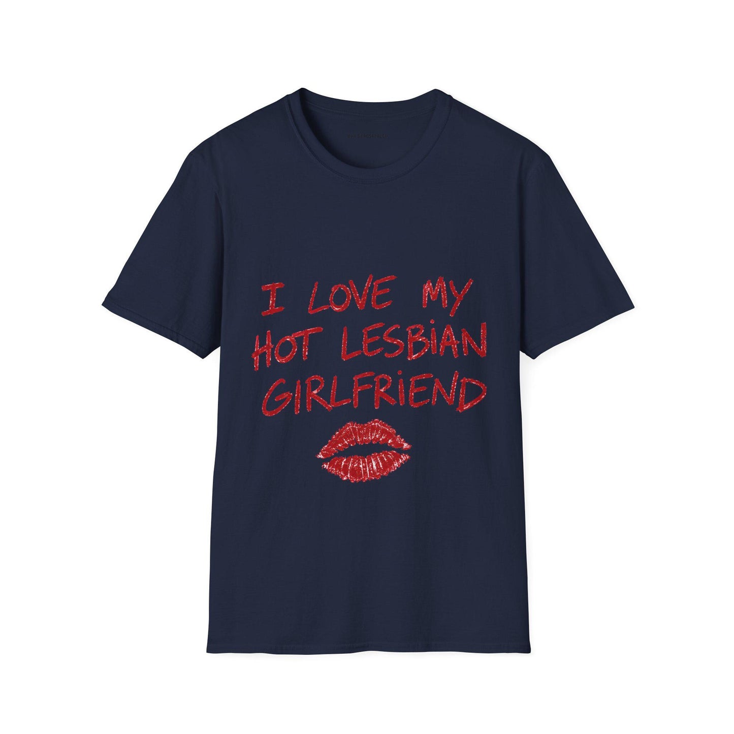 I Love My Hot Lesbian Girlfriend Shirt, Minimalist Lips Graphic Tee, Lesbian Pride T-Shirt, Red Lipstick Queer Top, WLW Couple Gift