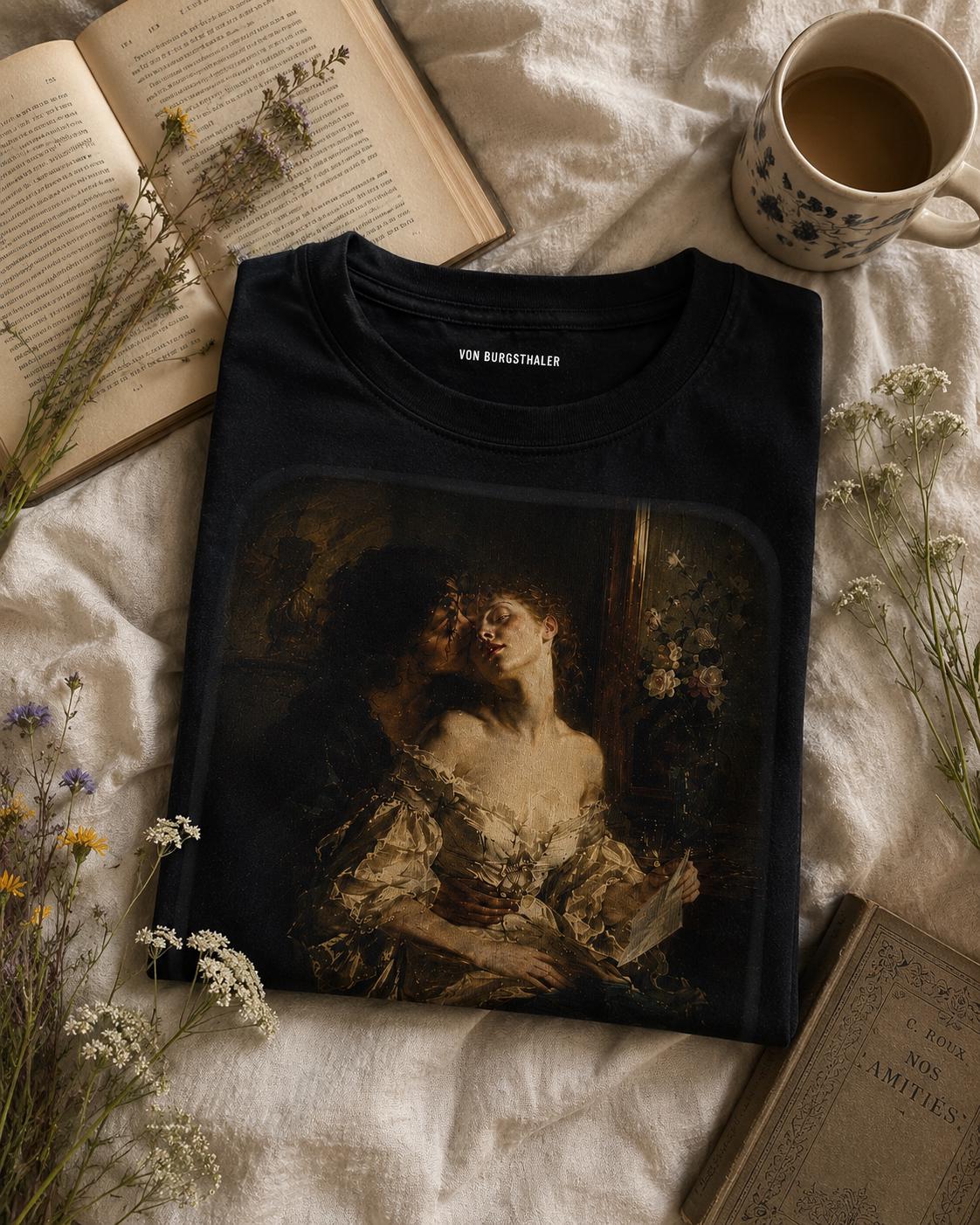Sapphic Art T-Shirt, Classical Painting Kissing Women Tee, Lesbian WLW Pride Shirt, Vintage Dark Academia Fine Art Graphic Top